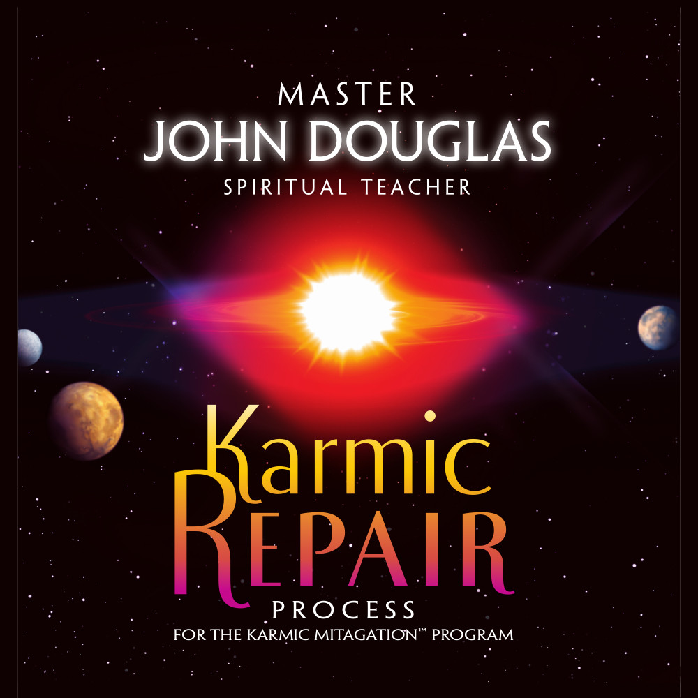 Master John Douglas Spiritual Teacher Karmic Repair Process for Karmic Mitigation™ with sun and planets in the background